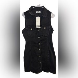 Zara - Black Denim Mini Dress - Size Large